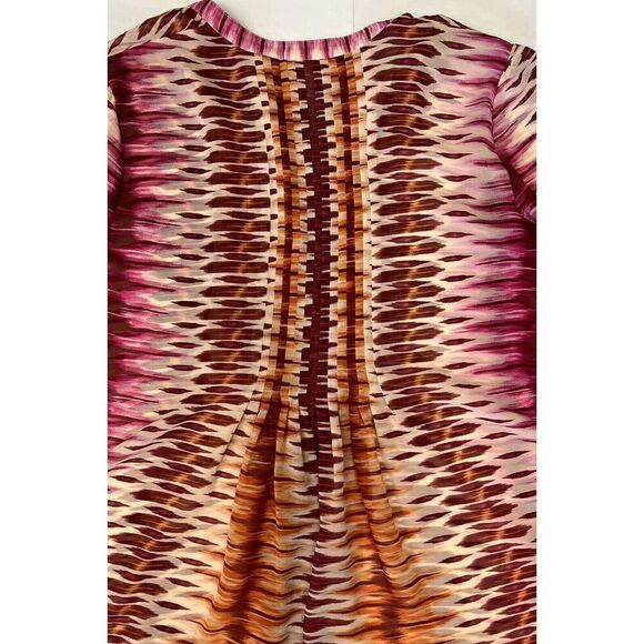 CHICO'S Ikat Tunic Top Semi-Sheer  3/4 Sleeve Button Blouse - Size 1 Small - Picture 7 of 11